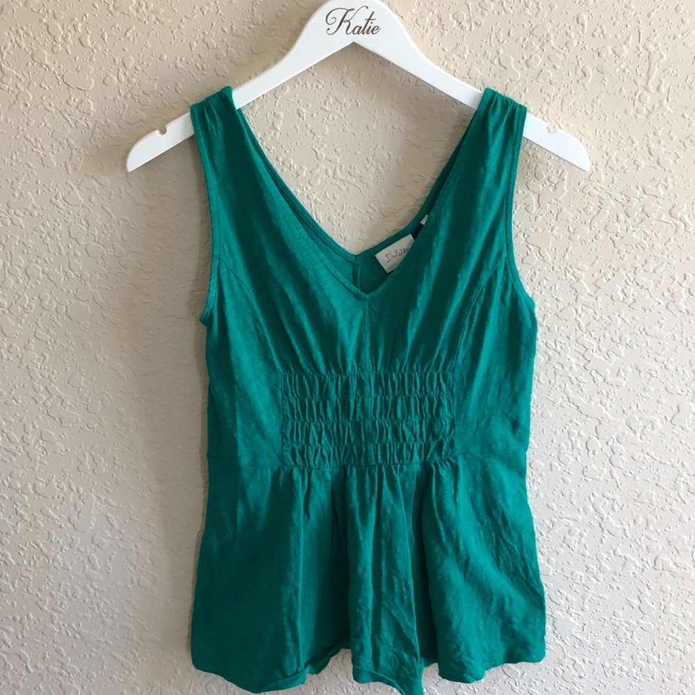 Anthro Deletta Scrunched Peplum Style Tank